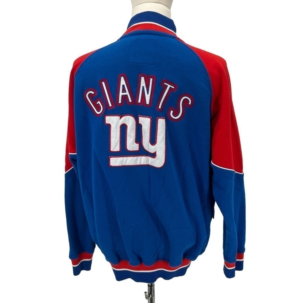 NFL NY Giants Blue Red Zip Up Fleece Jacket Size XL Men's